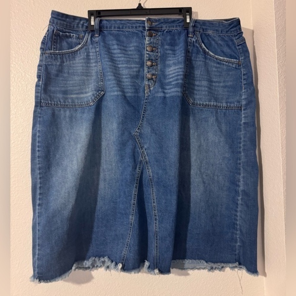 SO Blue Denim Skirt with Button Detail Size 3X